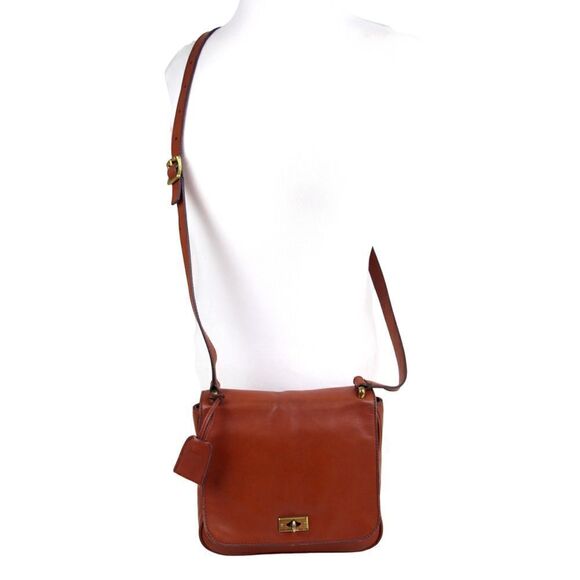 FOSSIL BROWN GENUINE LEATHER FLAP X-BODY MESSENGER SHOULDER BAG HANDBAG PURSE - Picture 2 of 14